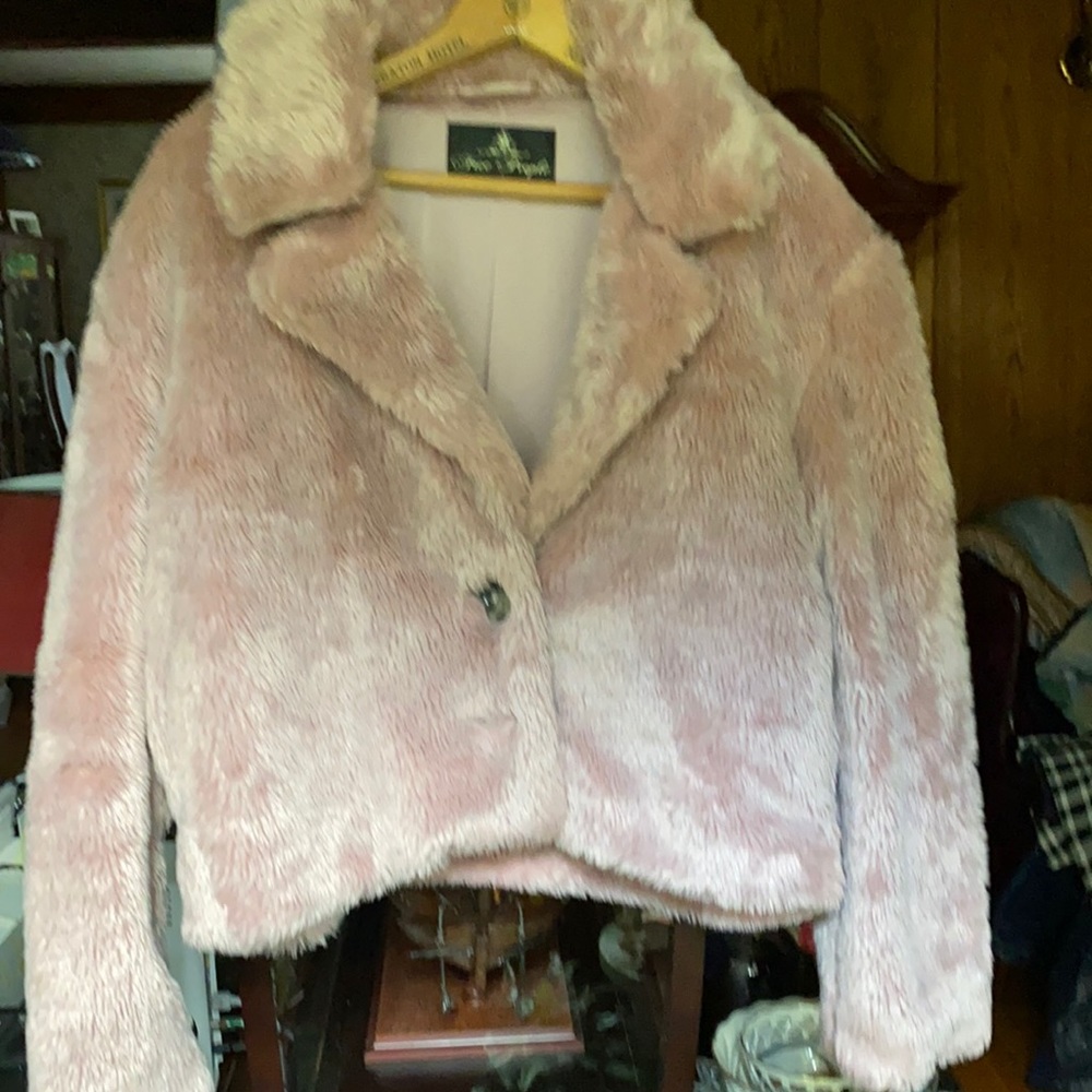 Pink faux fur jacket